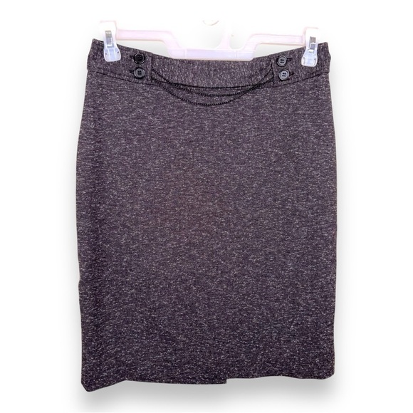 SIZE 6 WORTHINGTON DARK GREY TWEED SKIRT LINED CHAIN ACCENT ACADEMIA - Picture 1 of 12